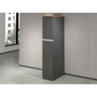 Dmora Despensa De Cocina Quintino, Mueble Multiusos, Mueble De Almacenamiento Con 2 Cajones, 100% Made In Italy, 30x60h165 Cm, Antracita Y Pizarra, Con Emba