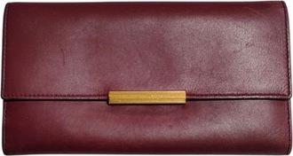 Bottega Veneta Bordeaux Leather Long Wallet (Tri-Fold) (Pre-Owned)