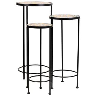 Wanderlust Deco Wanderlust Deco - Set 3 Soportes De Mosaico Y Metal Negros