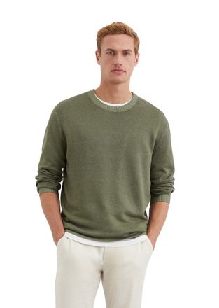 Marc O'Polo Rundhalspullover MARC OPOLO, Herren, Gr. XXL, oak ash, Strick, Obermaterial: 67% Leinen, 33% Baumwolle, Rundhals, B&uuml;ndchen, Pullover Rundhalspullover