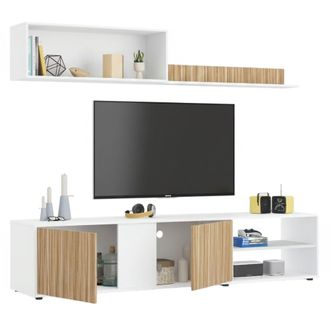 Dmora Dmora - Mueble De Pared Titusville, Mueble De Sal&oacute;n Con Soporte Para Tv, Composici&oacute;n Del Juego De Sal&oacute;n, Conjunto De Sal&oacute;n Con Mueble De Pared, 180x33