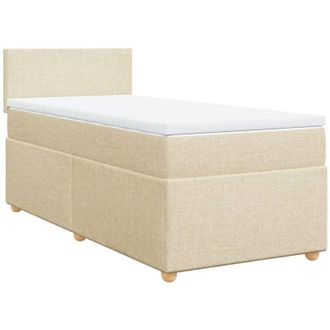 vidaXL Cama Box Spring Con Colch&oacute;n Tela Color Crema 100x200 Cm Vidaxl