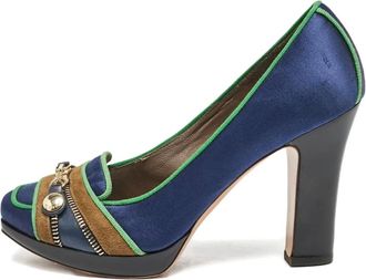 Etro Pumps in raso con zip 110mm - Blu