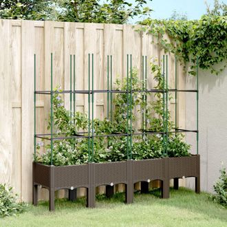 vidaXL Jardinera Con Enrejado Pp Marr&oacute;n 160x40x142,5 Cm Vidaxl