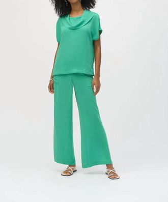 Joseph Ribkoff Gauze Cowl Neck Straight Top In Garden Green