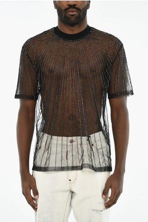 Dsquared2 T-shirt Trasparente con Paillettes All-Over taglia 46