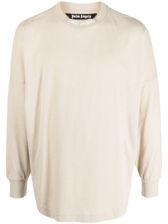 Palm Angels Sweater met logoprint - BEIGE WHITE