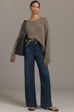 Maeve The Colette Knit Full-Length Wide-Leg Jeans by Maeve