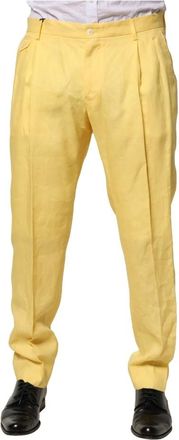 Dolce & Gabbana Broeken, Heren, Geel, L, Gele Vlas Tapered Jurk Broek