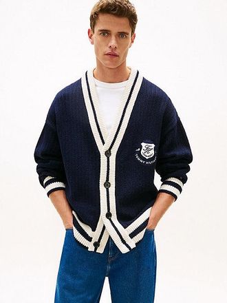Tommy Hilfiger Crest Appliqu&eacute; Athleisure V-Neck Cardigan