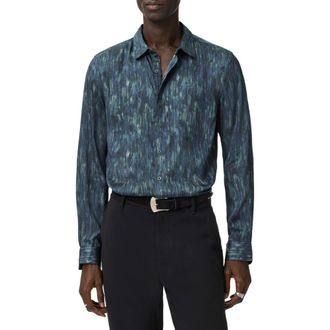 John Varvatos Ross Slim Fit Button-Up Shirt in Navy at Nordstrom, Size Xx-Large