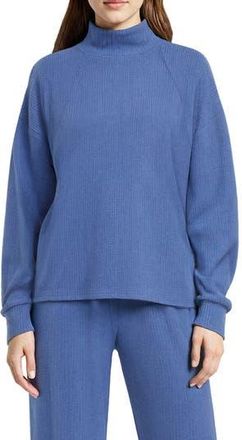 Three Dots Brushed Ribbed Pullover Sweatshirt in Coastal Fjord at Nordstrom Rack, Size X-Small