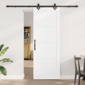 Berkfield Home Sliding Door with Hardware Set ORKDAL White Solid Wood Pine
