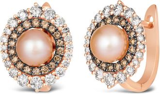 Le Vian Ladies Pearl Earrings set in 14K Strawberry Gold
