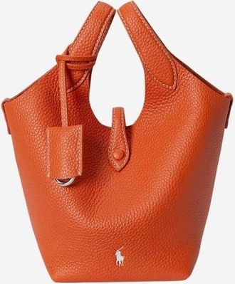 Polo Ralph Lauren Small Polo Play Tote Bag In Hammered Leather