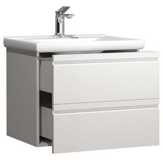 ebuy24 Vcm 2 Piezas Lavabo Lavabo 60 Cm Juego De Muebles De Ba&ntilde;o Con Lavabo De Cer&aacute;mica Cajones Sin Manos Conjunto Completo Silora L (blanco)