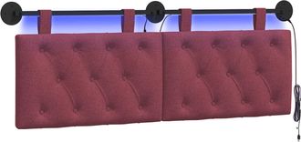 vidaXL Cabecero Colgante Con Luz Led Rojo Vino Tela Vidaxl