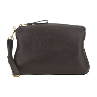 Borsalino Leren Clutch - Heren - Tassen - Bruin - Maat: ONE Size Katoen