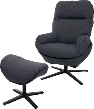 Hhg Hhg - Nunca Usado] Sill&oacute;n Relax + Taburete 420, Sill&oacute;n Tv Funci&oacute;n Mecedora, Giratorio, Metal Tela/textil, Gris Oscuro
