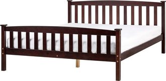 Beliani Cama matrimonial de madera marr&oacute;n 160x200