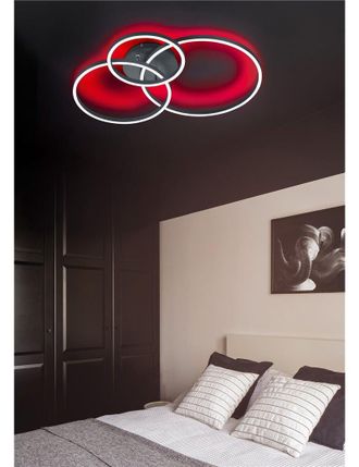 Trio Plaf&oacute;n De Techo Led Redondo Orientable Winona Negro Con Retroiluminaci&oacute;n Rgb Y Mando A Distancia Multifunci&oacute;n L. Led Moderno De 77 Cm