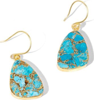 Saachi 18K Plated Mojave Turquoise Triangle Earrings