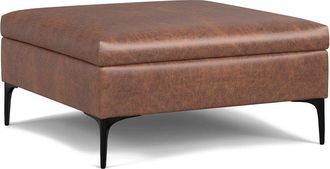 Simpli Home Rebecca 36In Contemporary Square Mid Century Coffee Table Storage Ottoman With Lift Up Lid