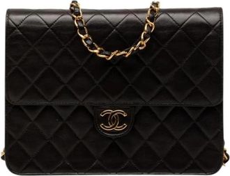 Chanel Pre-owned Quilted Lambskin Crossbody Bag - Dames - Vintage Schoudertas - Zwart - ONE Size - Leer - Vintage