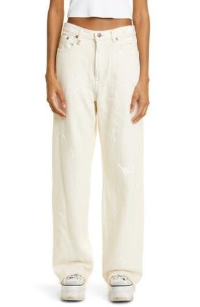 R13 Darcy Loose Wide Leg Jeans in Koze Ecru/White Paint at Nordstrom Rack, Size 29