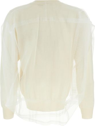 Comme Des Gar&ccedil;ons Tulle-Layered Wool Sweater - cream