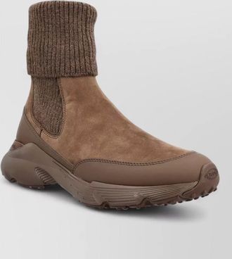 Tod's suede ribbed-knit slip-on sneakers