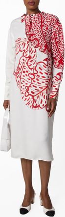 Ferragamo Long Sleeve Floral Print Midi Dress, Brand Size 38 ( US Size 4 )
