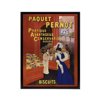 Artery8 Biscuits Pernot Vintage Advert Framed Canvas Wall Art Print Cappiello in Red | Size: W24 x H32