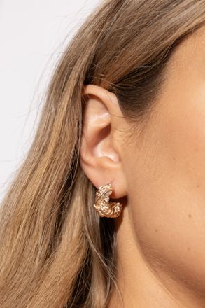 Bottega Veneta Earrings With Cubic Zirconia, Womens, Gold