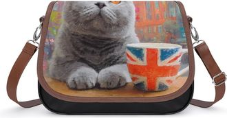 Generic British Shorthair Cat Womens Crossbody Bag Fashion Shoulder Handbags Message Tote Bag with Adjustable Strap