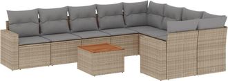 vidaXL Juego De Sof&aacute;s Jard&iacute;n Con Cojines Beige 10 Pzas Rat&aacute;n Sint&eacute;tico Vidaxl
