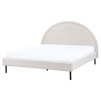 Beliani Cama Minimalista De Tela Tapicer&iacute;a Poli&eacute;ster Somier Cabecero Semicircular 160 X 200 Cm Beige Claro Margut