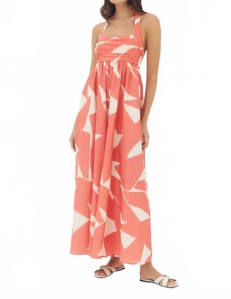 Hutch Nara Jumpsuit In Ivory/coral Cut Out Block Geo