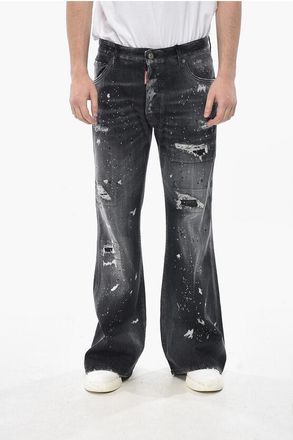 Dsquared2 Distressed Painting-Effect Jeans with Strass 31cm size 44