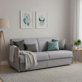 Dmora Sof&aacute; Cama 3 Plazas Gravere, Desenfundable, Con Almacenaje Fabricado En Italia, Lavable, 200x95 Cm Gris