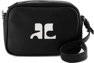 Courr&egrave;ges Womens Reedition Camera Crossbody Bag Black Calfskin