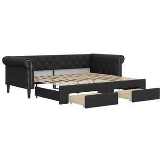 vidaXL Vidaxl - Sof&aacute; Cama Nido Con Cajones Cuero Sint&eacute;tico Negro 90x200 Cm