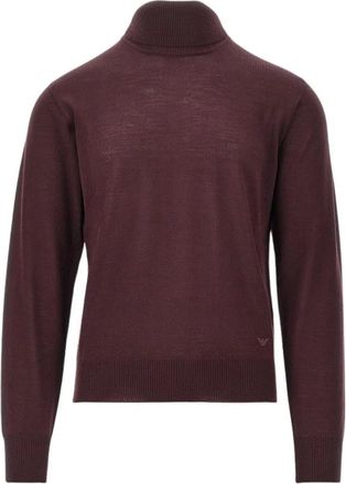 Emporio Armani Dolcevita in lana vergine con ricamo aquila - - Knitwear - Uomo - Rosso - S