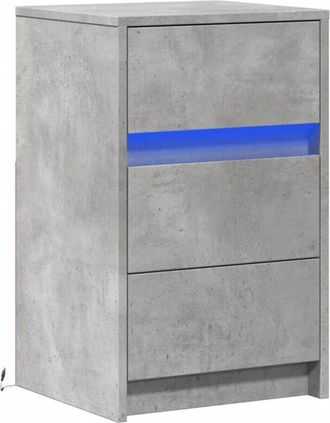 vidaXL Vidaxl - Bedside Cabinet with led Lights Concrete Grey Engineered Wood