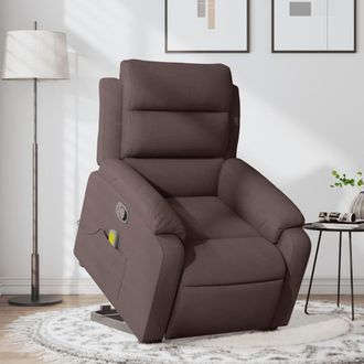 vidaXL Vidaxl - Silla De Masaje Reclinable De Pie De Tela Marr&oacute;n Oscuro