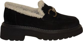 Homers Womens Siena-M Platform Suede Loafers In Crosta Negro