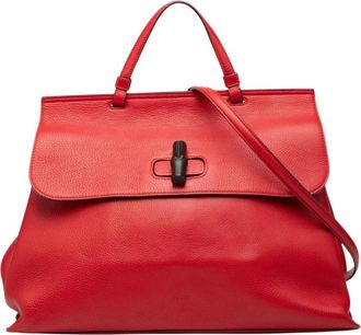 Gucci Pre-owned Leren Top Handle Tas - Dames - Vintage Handtas - Rood - ONE Size - Leer - Vintage
