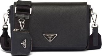 Prada Saffiano leather shoulder bag - men - Leather/Recycled Nylon - OS - Black