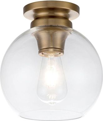 Feiss Plafoniera Contemporanea Tabby Acciaio Ottone Brunito Vetro 1 Luce E27