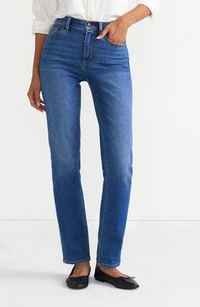 Lands End Recover High Rise Straight Leg Blue Jeans in Indigo Tide Blue at Nordstrom, Size 14Short